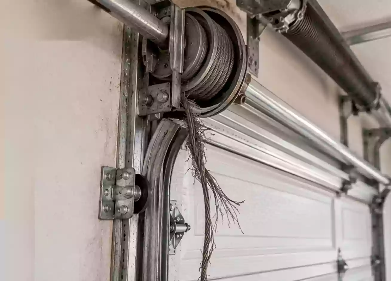 Garage door before repair
