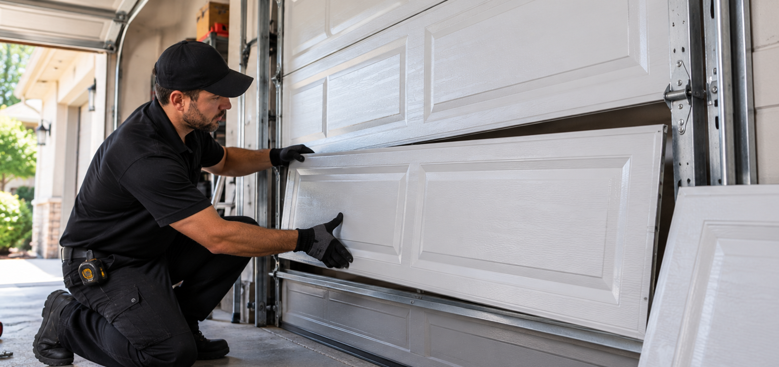 Garage Door Panel Repair CA damaged sectional garage door service