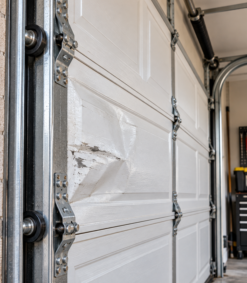 Garage Door Panel Repair CA damaged garage door section inspection