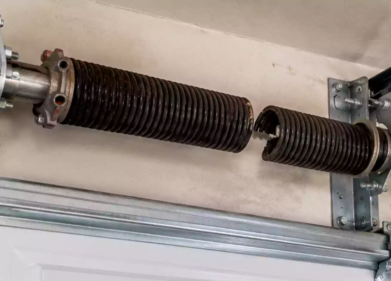 Garage door before repair
