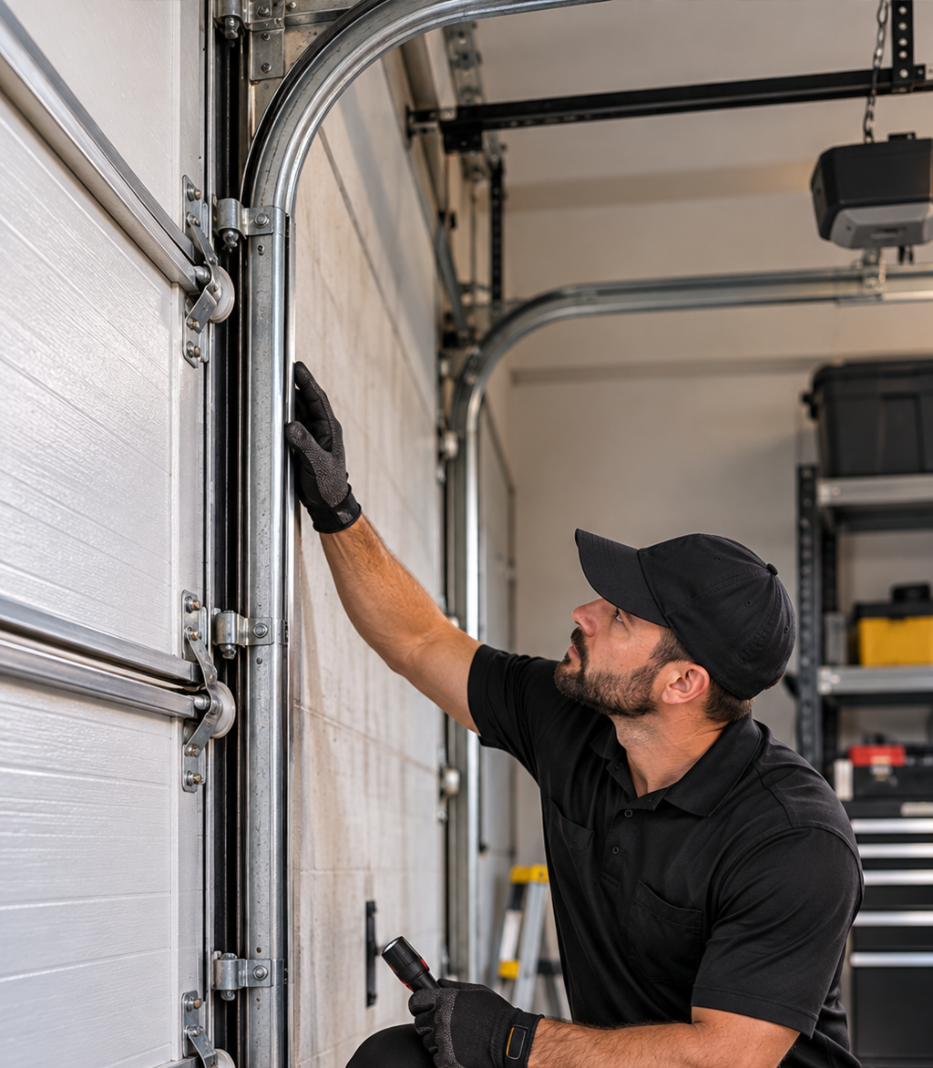 Garage Door Track Repair CA bent rail and roller inspection